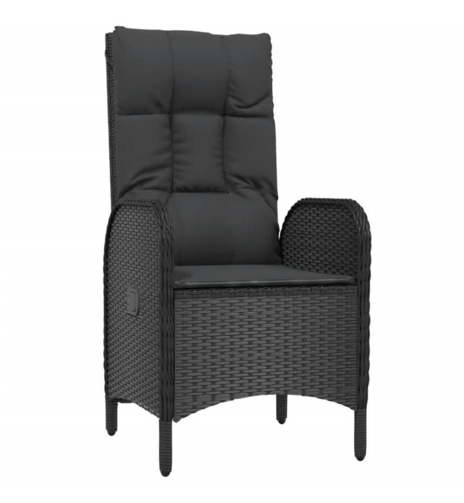 9-tlg. Garten-Essgruppe mit Kissen Schwarz Poly Rattan