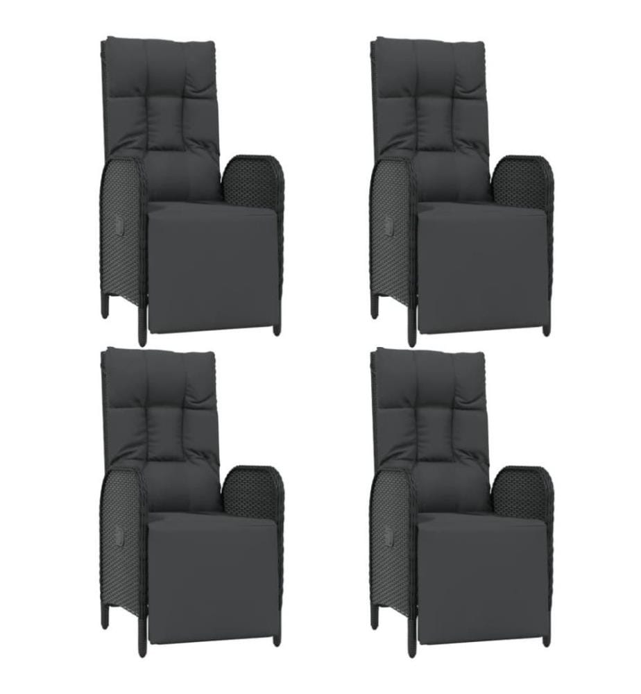 5-tlg. Garten-Essgruppe mit Kissen Schwarz Poly Rattan