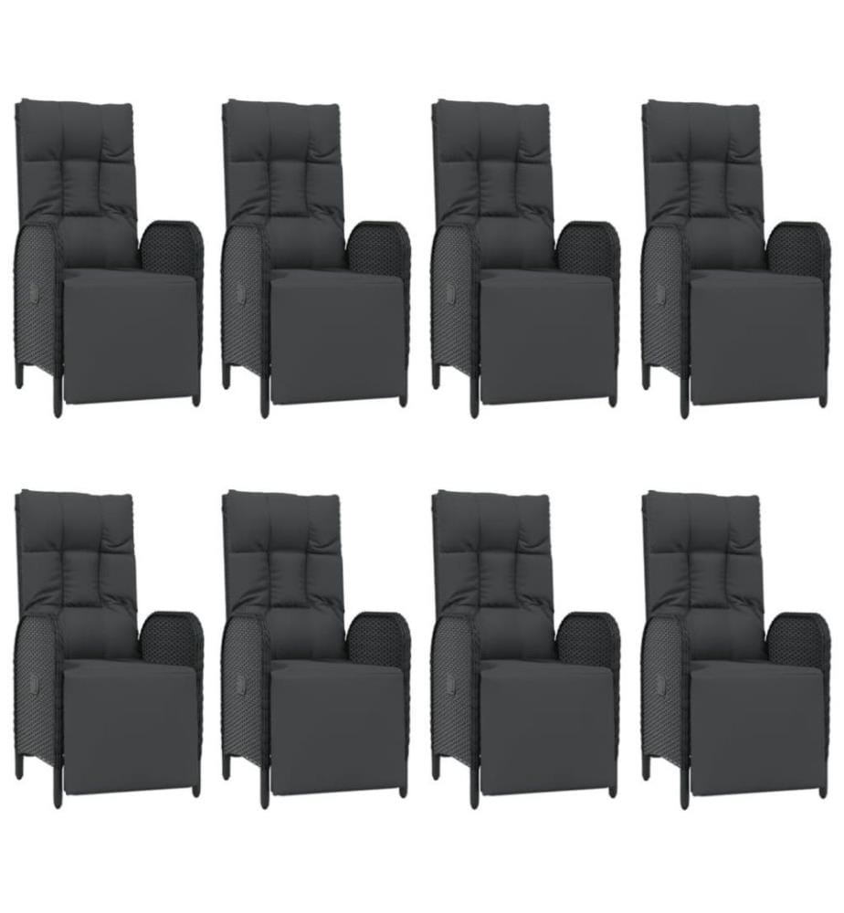 9-tlg. Garten-Essgruppe mit Kissen Schwarz Poly Rattan