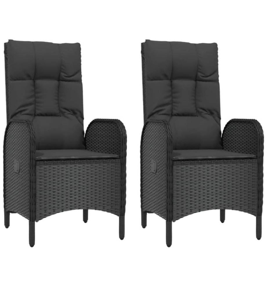 5-tlg. Garten-Essgruppe mit Kissen Schwarz Poly Rattan