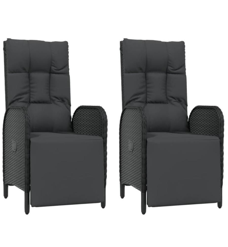 5-tlg. Garten-Essgruppe mit Kissen Schwarz Poly Rattan