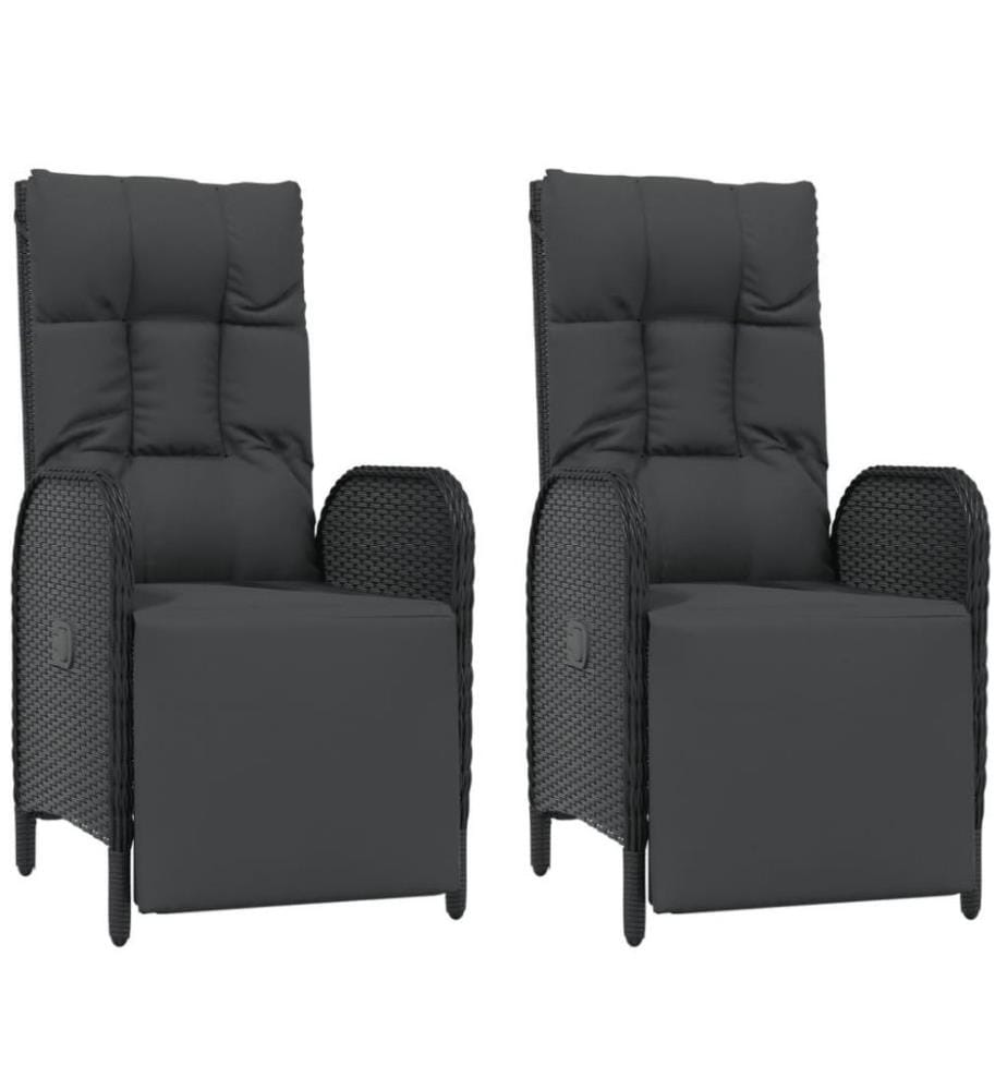 5-tlg. Garten-Essgruppe mit Kissen Schwarz Poly Rattan