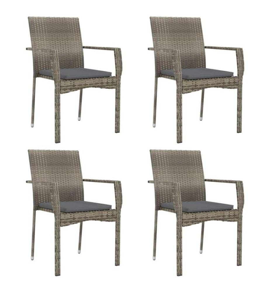 5-tlg. Garten-Lounge-Set mit Kissen Schwarz Grau Poly Rattan