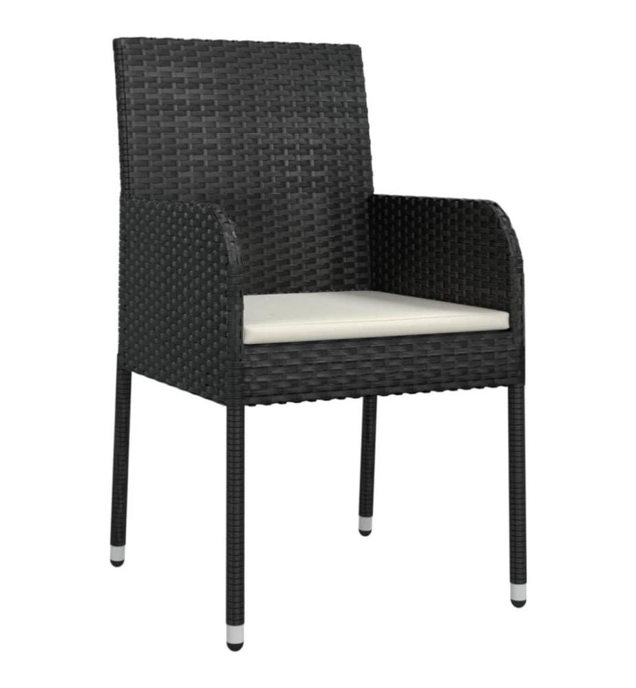 9-tlg. Garten-Essgruppe mit Kissen Schwarz Poly Rattan