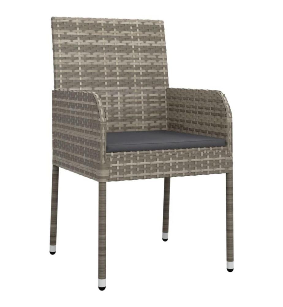 5-tlg. Garten-Lounge-Set mit Kissen Schwarz Grau Poly Rattan