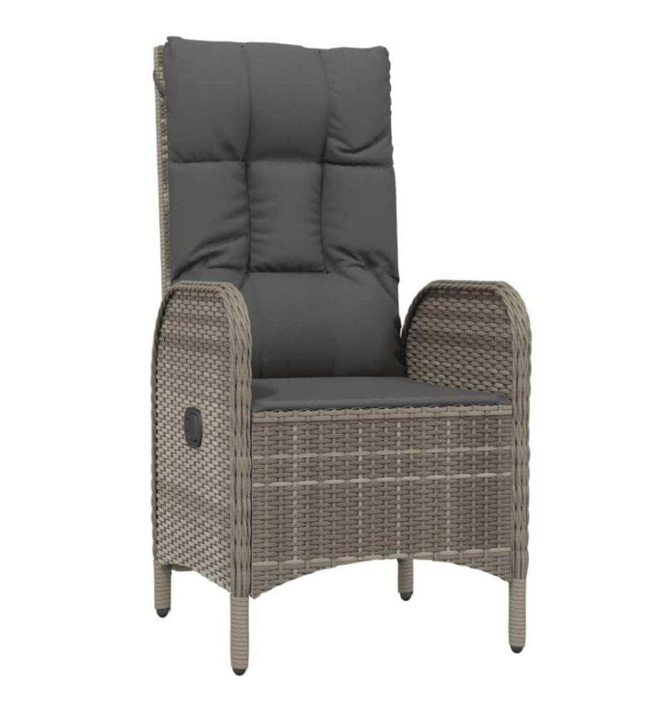 5-tlg. Garten-Essgruppe mit Kissen Schwarz und Grau Poly Rattan