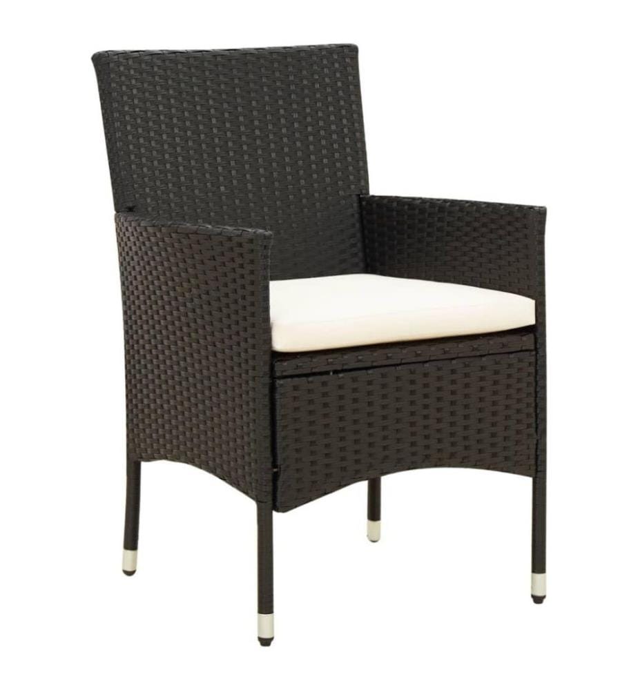 9-tlg. Garten-Essgruppe mit Kissen Schwarz Poly Rattan