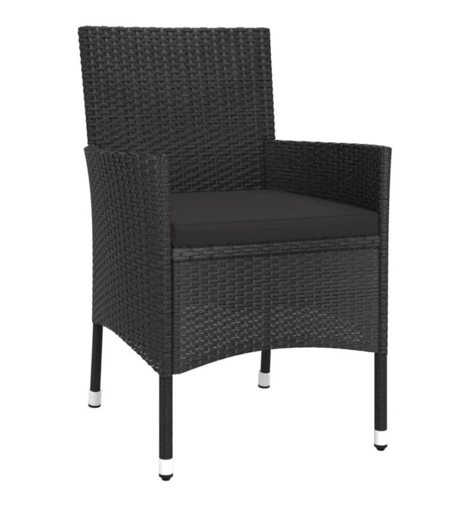 5-tlg. Garten-Essgruppe mit Kissen Schwarz Poly Rattan
