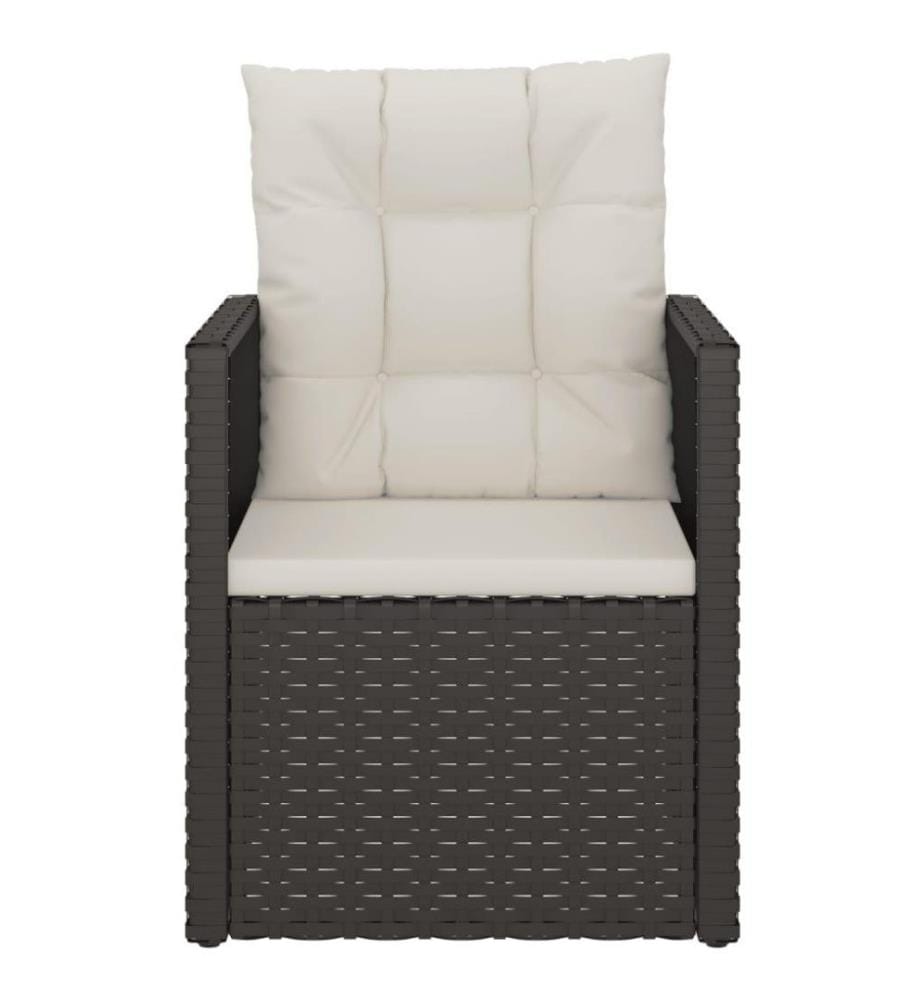 3-tlg. Garten-Lounge-Set mit Kissen Poly Rattan Schwarz