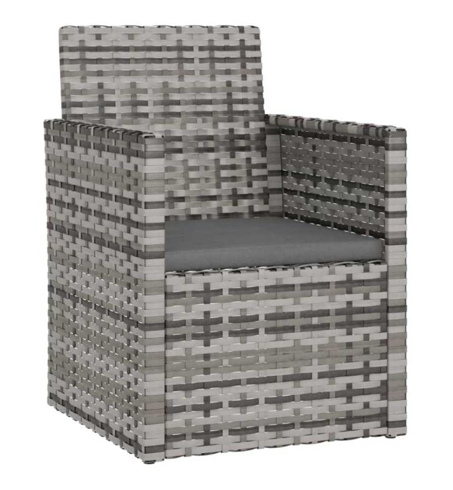 4-tlg. Garten-Lounge-Set mit Kissen Poly Rattan Grau