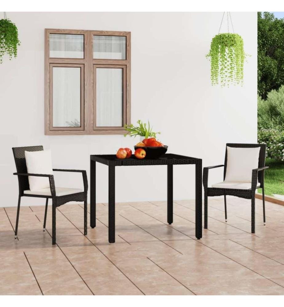Gartenstühle mit Kissen 2 Stk. Poly Rattan Schwarz