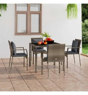 Gartenstühle mit Kissen 4 Stk. Poly Rattan Grau