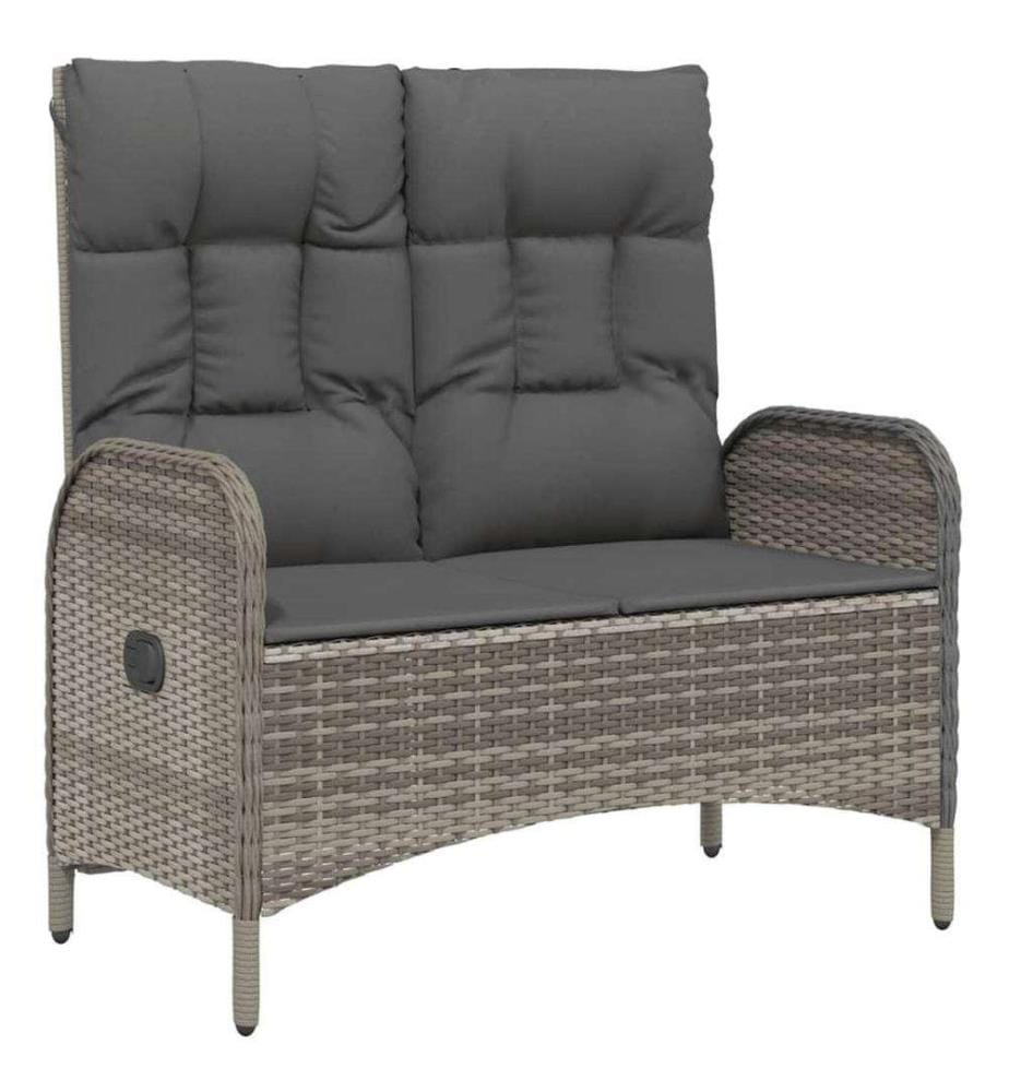 2-tlg. Garten-Essgruppe mit Kissen Grau Poly Rattan