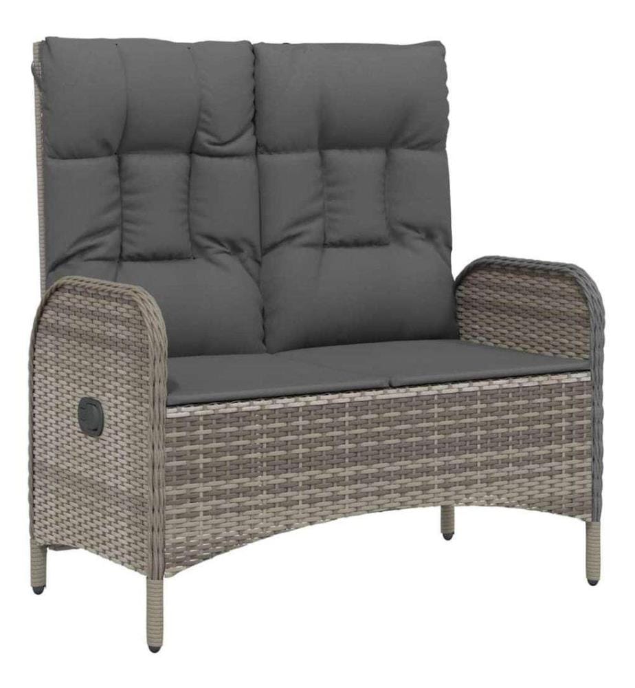 4-tlg. Garten-Essgruppe mit Kissen Grau Poly Rattan