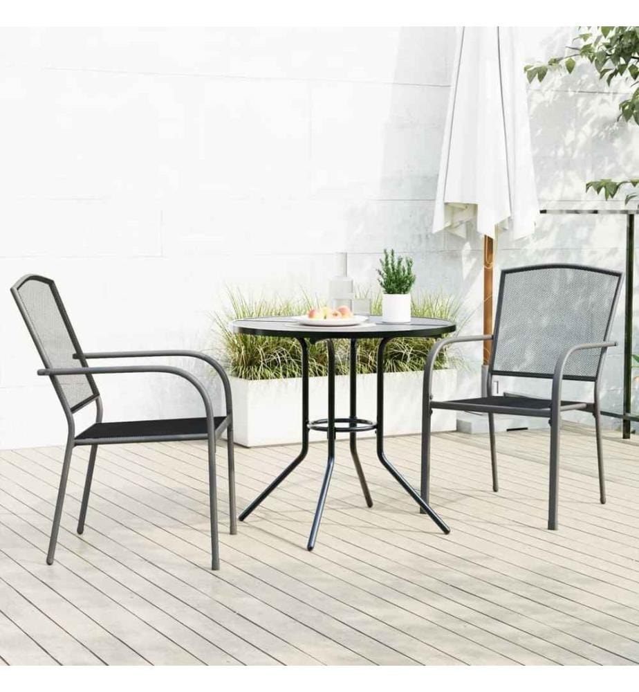 Ensemble de chaises de jardin empilables 3 pcs anthracite