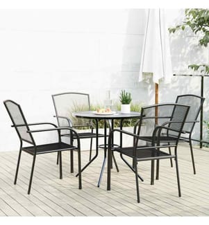 Gartenstuhl-Set 5-tlg. Stapelbar Pulverbeschichteter Stahl