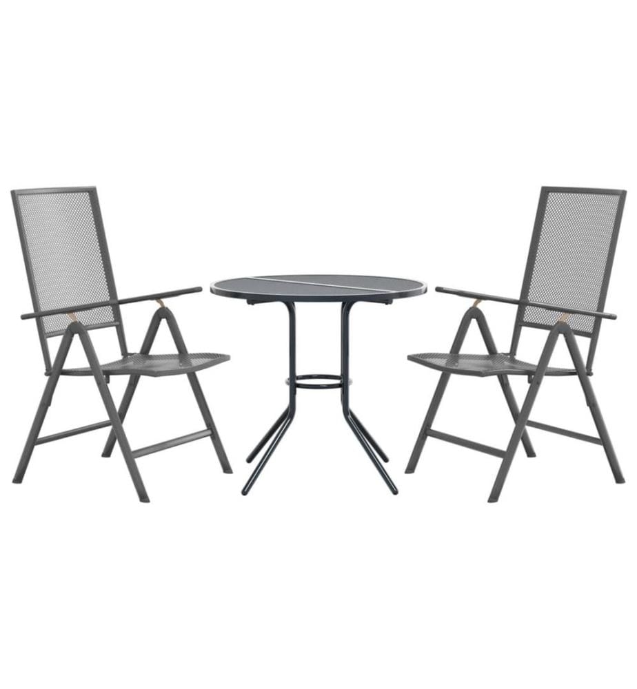 Ensemble de chaises de jardin inclinables 3 pcs anthracite