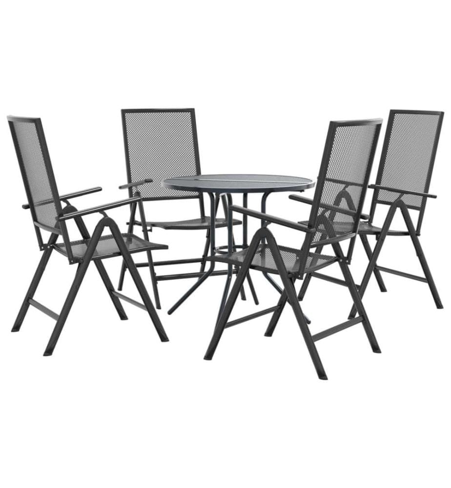 Ensemble de chaises de jardin inclinables 5 pcs anthracite
