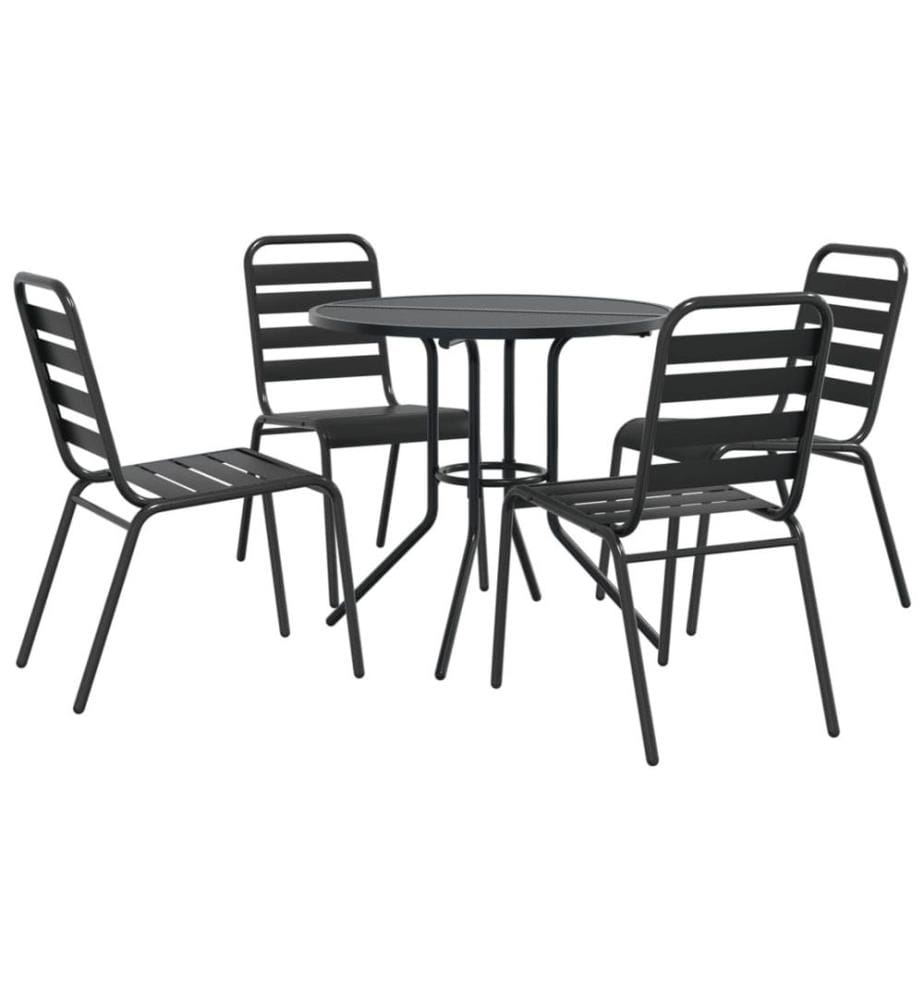 Gartenstuhl-Set 5-tlg. Stapelbar Pulverbeschichteter Stahl