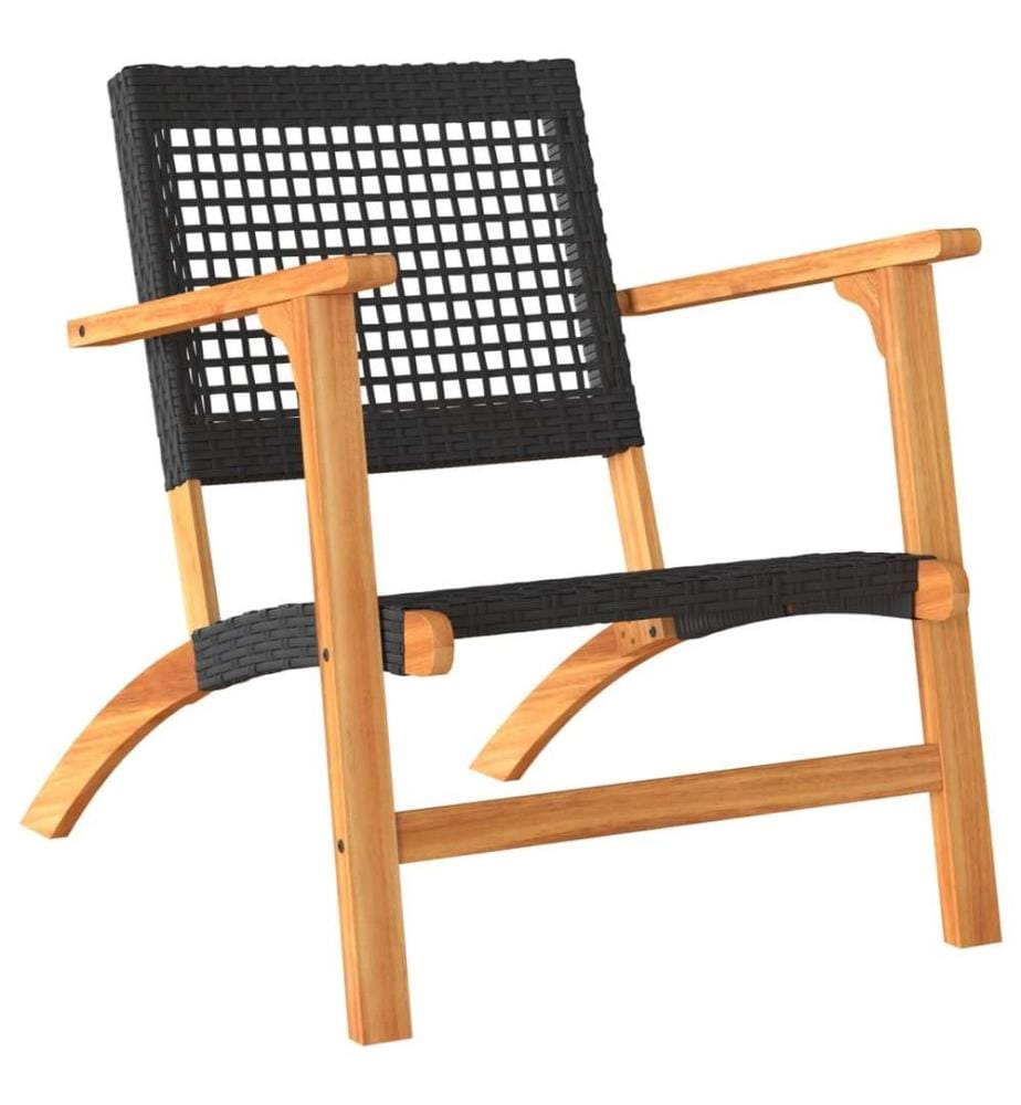 Gartenstühle 2 Stk. Schwarz Poly Rattan und Akazienholz