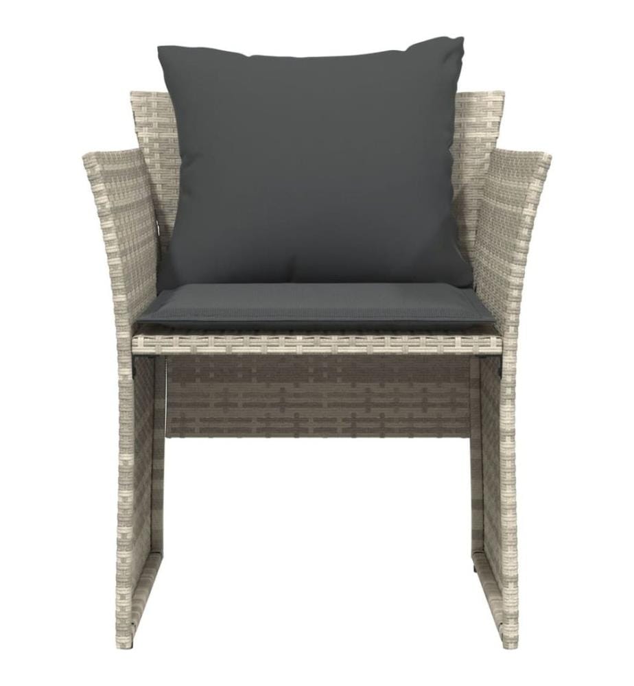 Gartenstuhl mit Fusshocker Hellgrau Poly Rattan