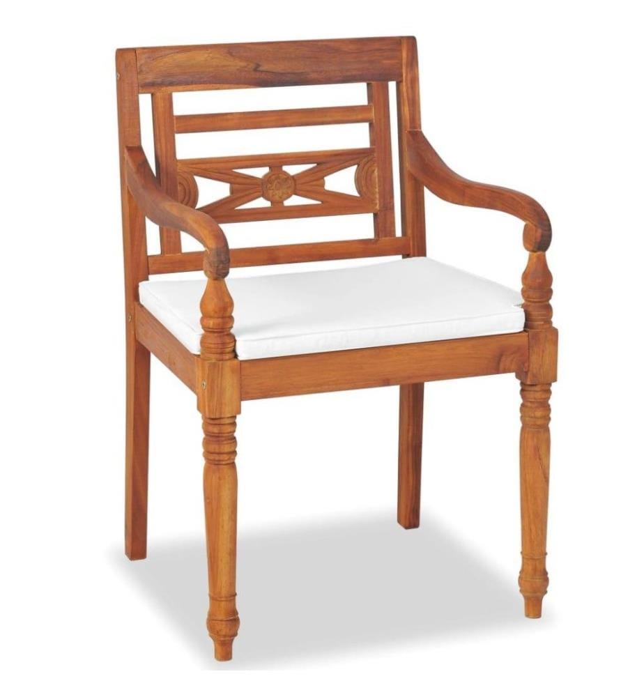 4-tlg. Garten-Lounge-Set mit Auflagen Massivholz Teak