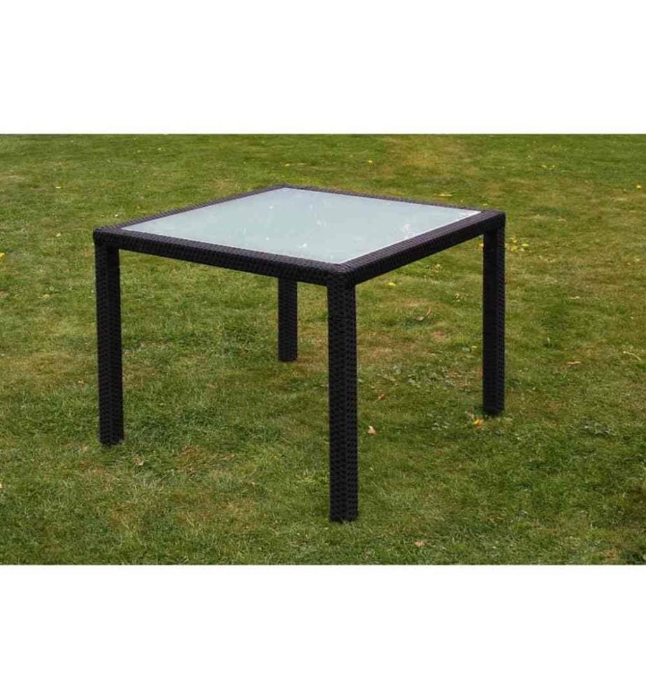 5-tlg. Garten-Essgruppe mit Auflagen Poly Rattan Schwarz