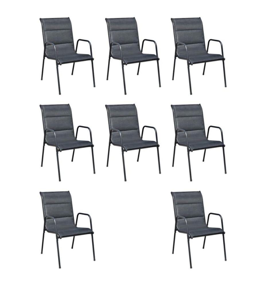 Mobilier de salle à manger d'extérieur 9 pcs Acier Noir