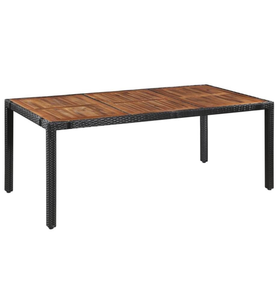 9-tlg. Garten-Essgruppe Poly Rattan Akazie Massivholz Schwarz