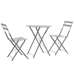 3-tlg. Bistro-Set Stahl Grau