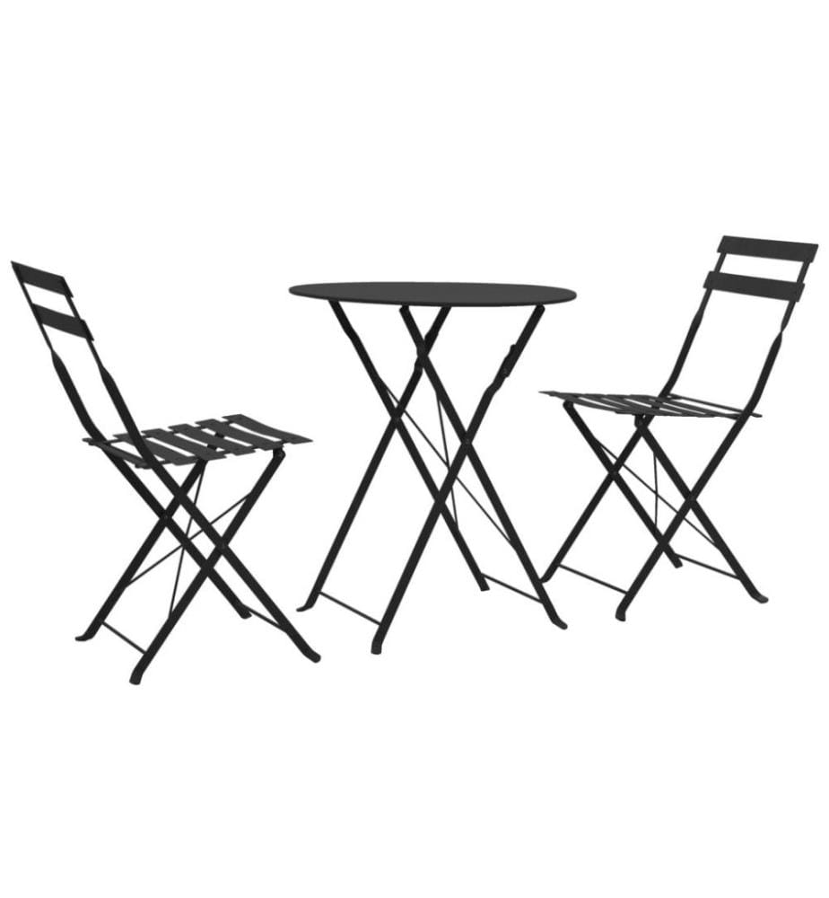 3-tlg. Bistro-Set Stahl Schwarz