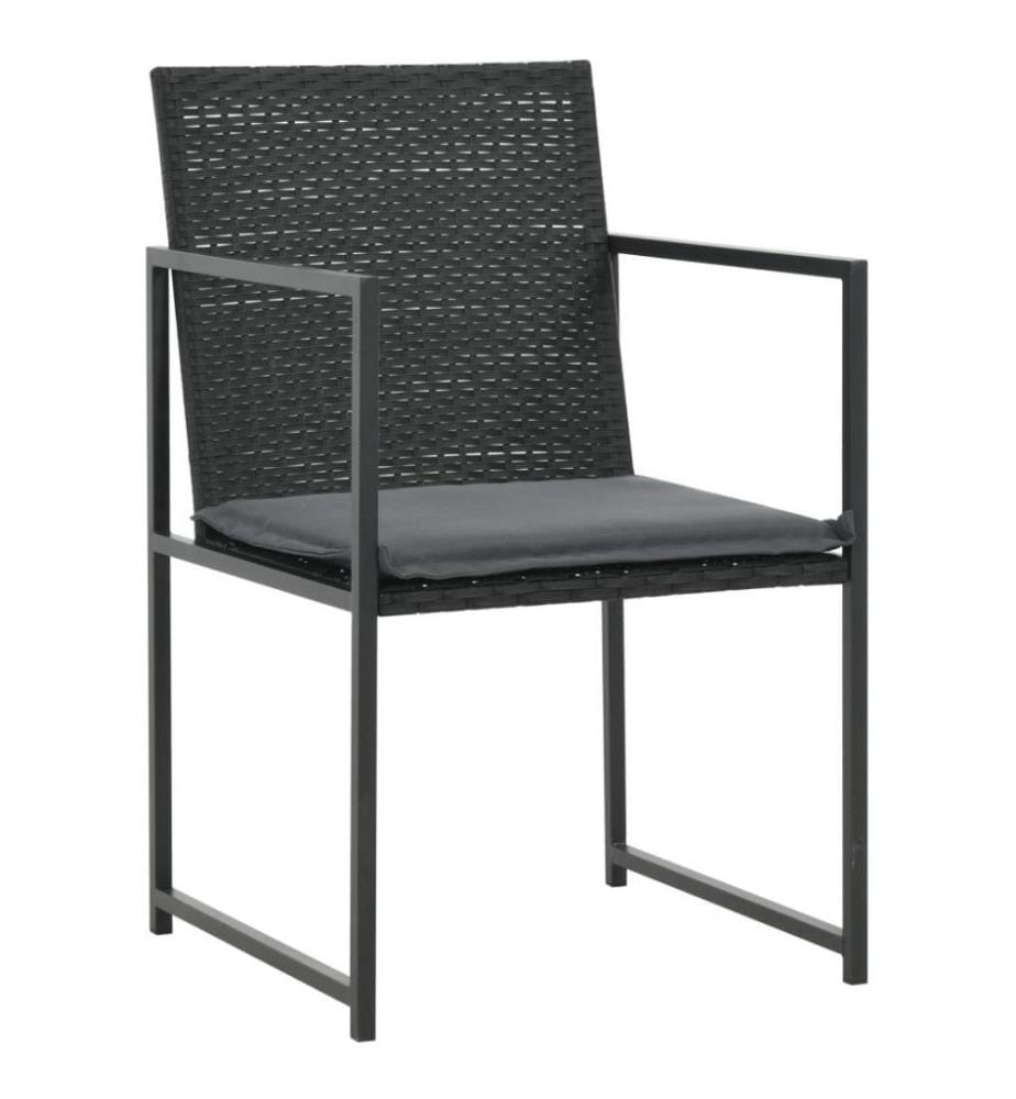 7-tlg. Garten-Essgruppe mit Auflagen Poly Rattan Schwarz