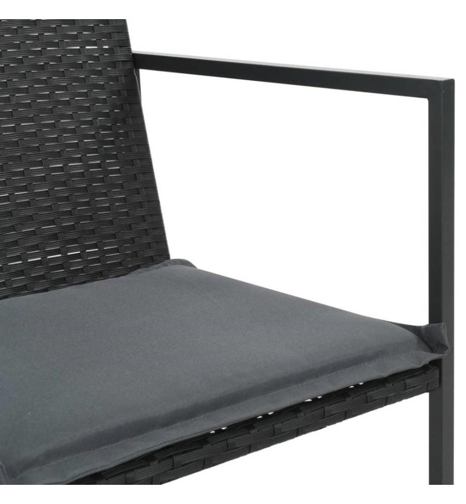 7-tlg. Garten-Essgruppe mit Auflagen Poly Rattan Schwarz