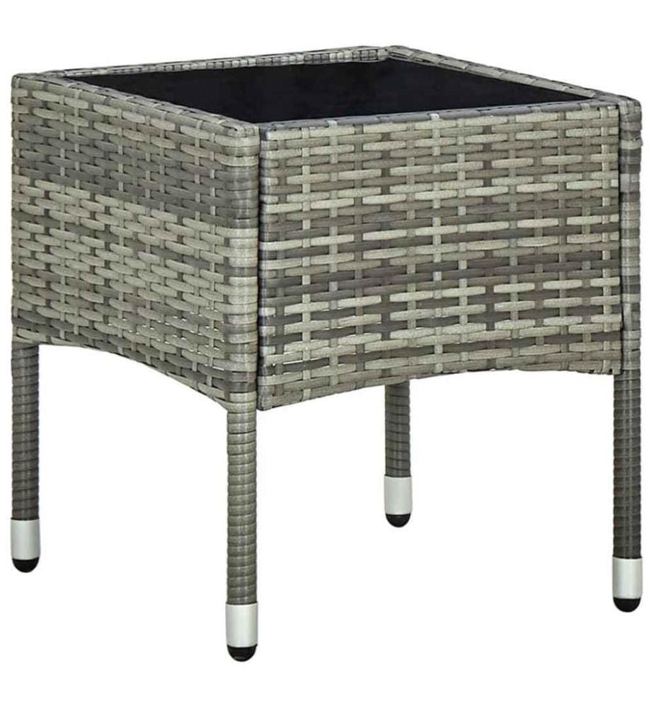 3-tlg. Bistro-Set mit Sitzkissen Poly Rattan Grau