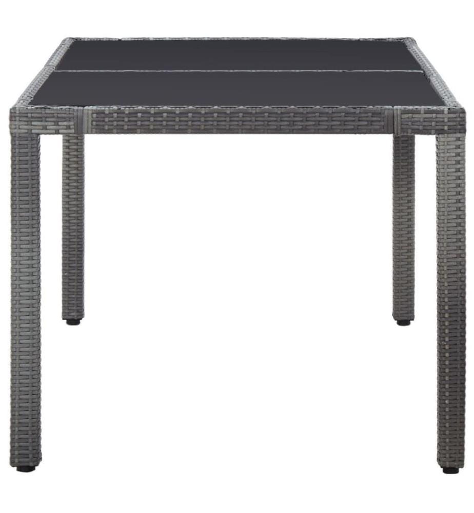 7-tlg. Garten-Essgruppe Poly Rattan Grau