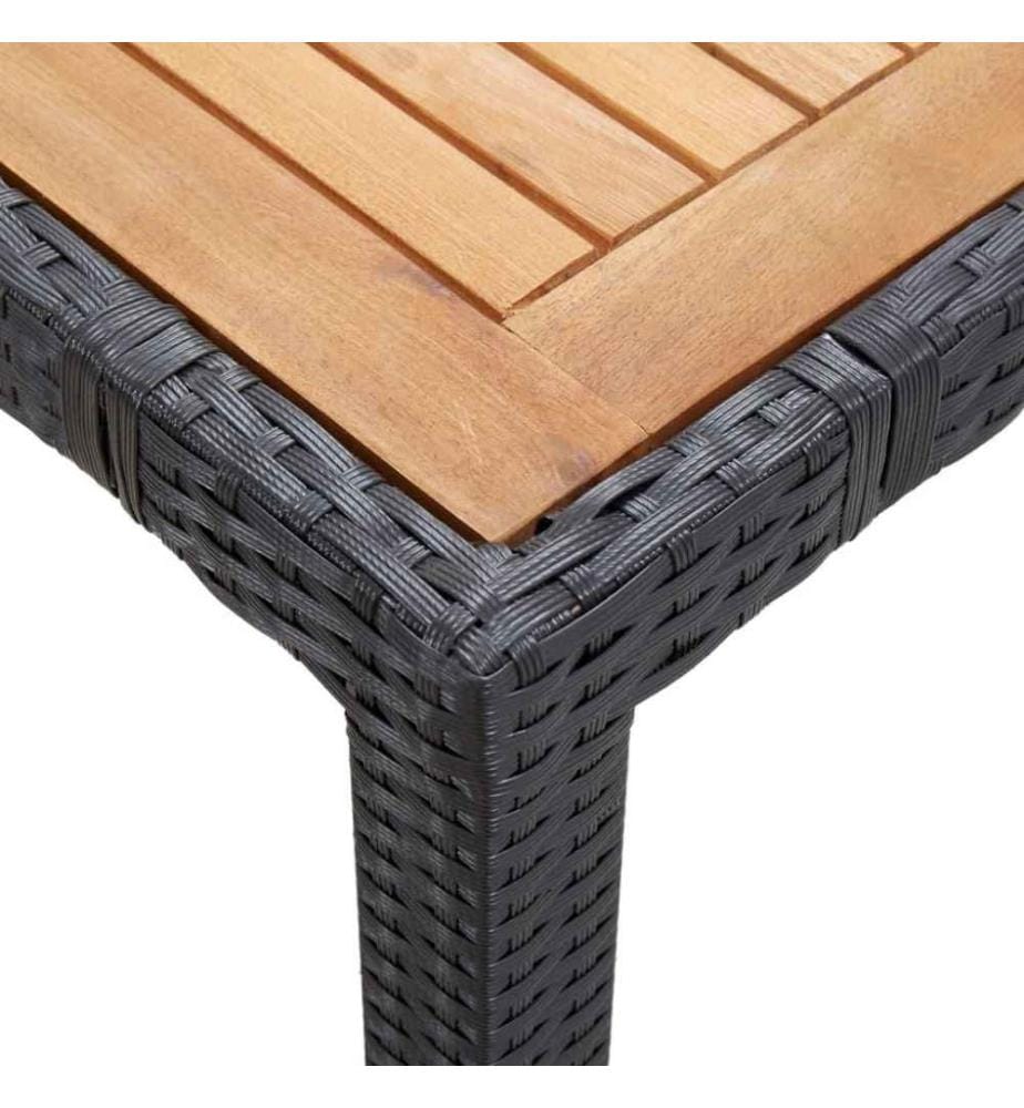 5-tlg. Garten-Essgruppe mit Auflagen Poly Rattan Schwarz