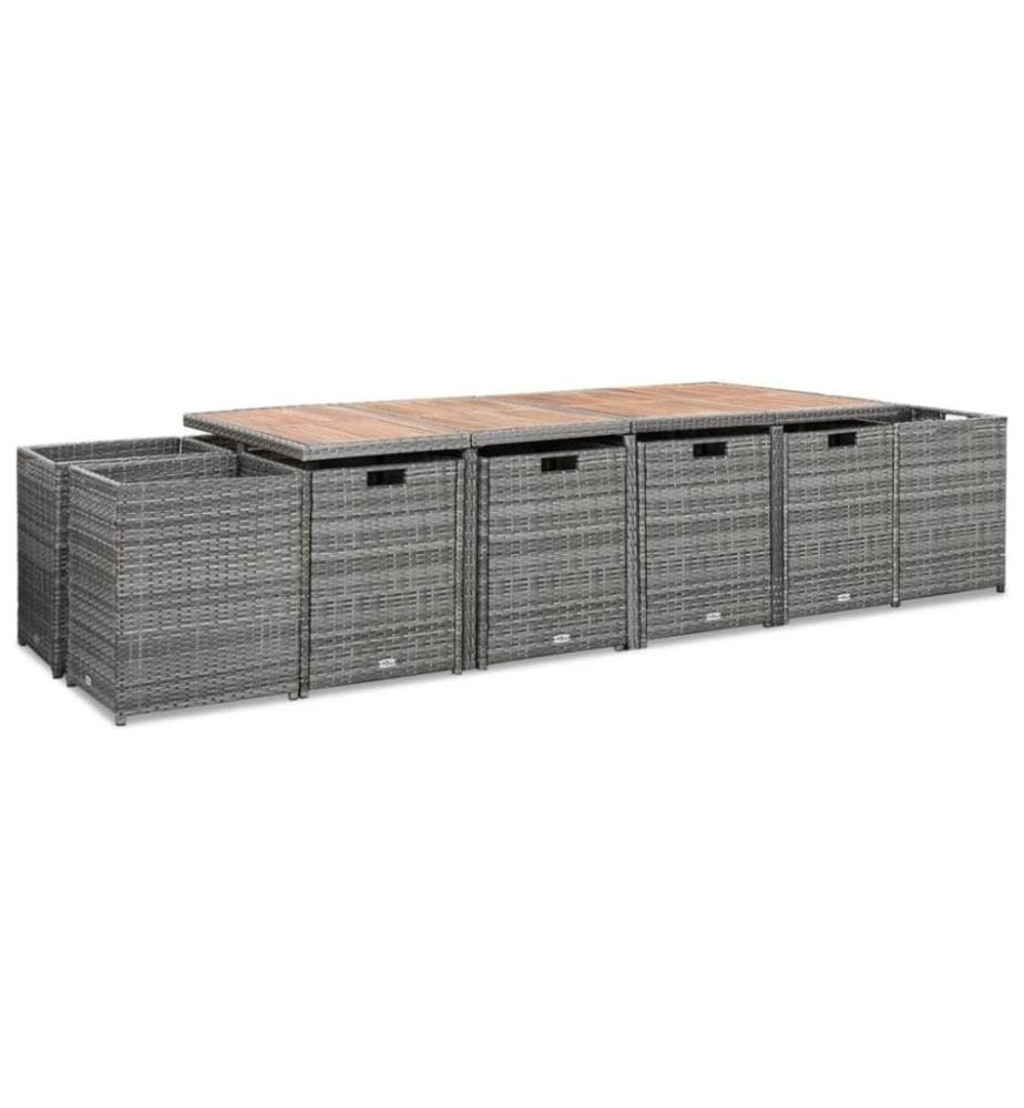 13-tlg. Garten-Essgruppe mit Kissen Poly Rattan Anthrazit