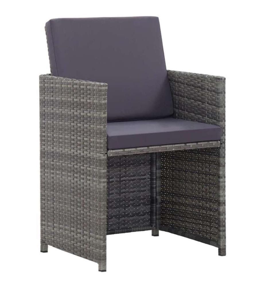 13-tlg. Garten-Essgruppe mit Kissen Poly Rattan Anthrazit