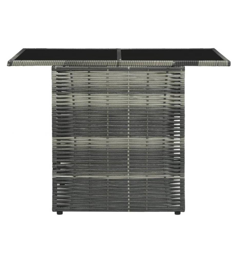 3-tlg. Bistro-Set mit Auflagen Poly Rattan Grau