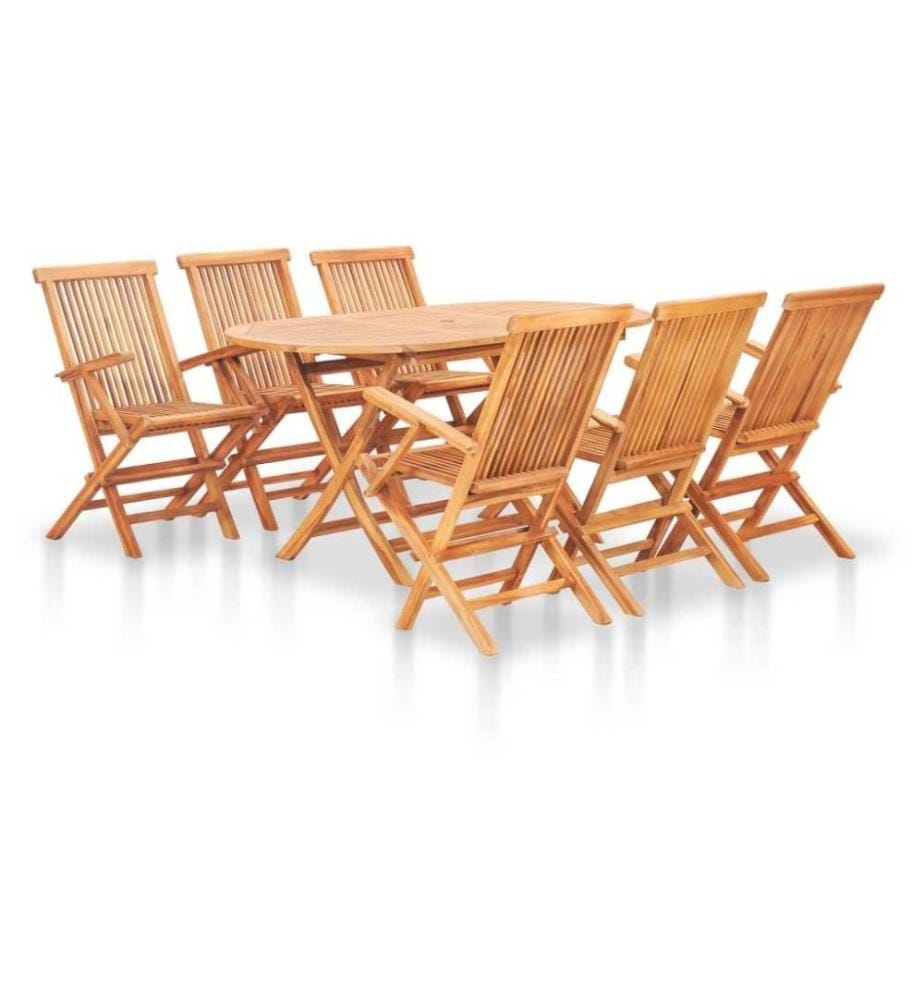 7-tlg. Garten-Essgruppe Klappbar Massivholz Teak