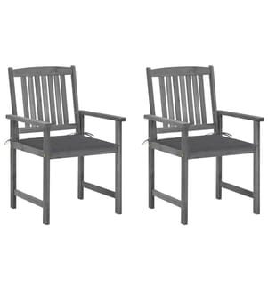 vidaXL Chaises de jardin et coussins lot de 2 Gris Bois acacia massif