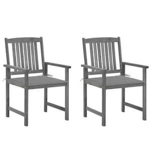 vidaXL Chaises de jardin et coussins lot de 2 Gris Bois acacia massif