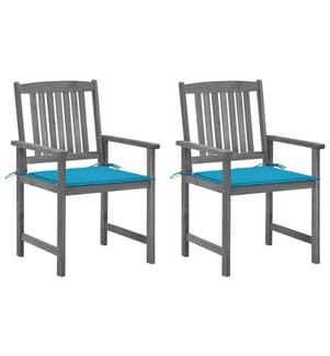 vidaXL Chaises de jardin et coussins lot de 2 Gris Bois acacia massif