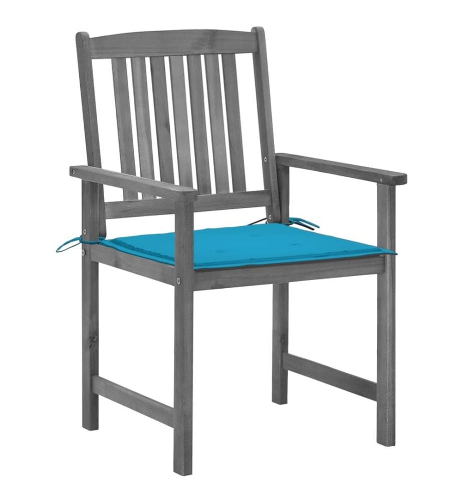 vidaXL Chaises de jardin et coussins lot de 2 Gris Bois acacia massif