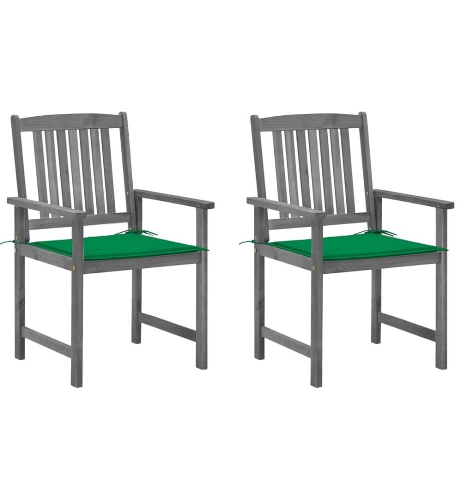 vidaXL Gartenstühle mit Kissen 2 Stk. Grau Massivholz Akazie