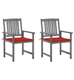 vidaXL Chaises de jardin et coussins lot de 2 Gris Bois acacia massif