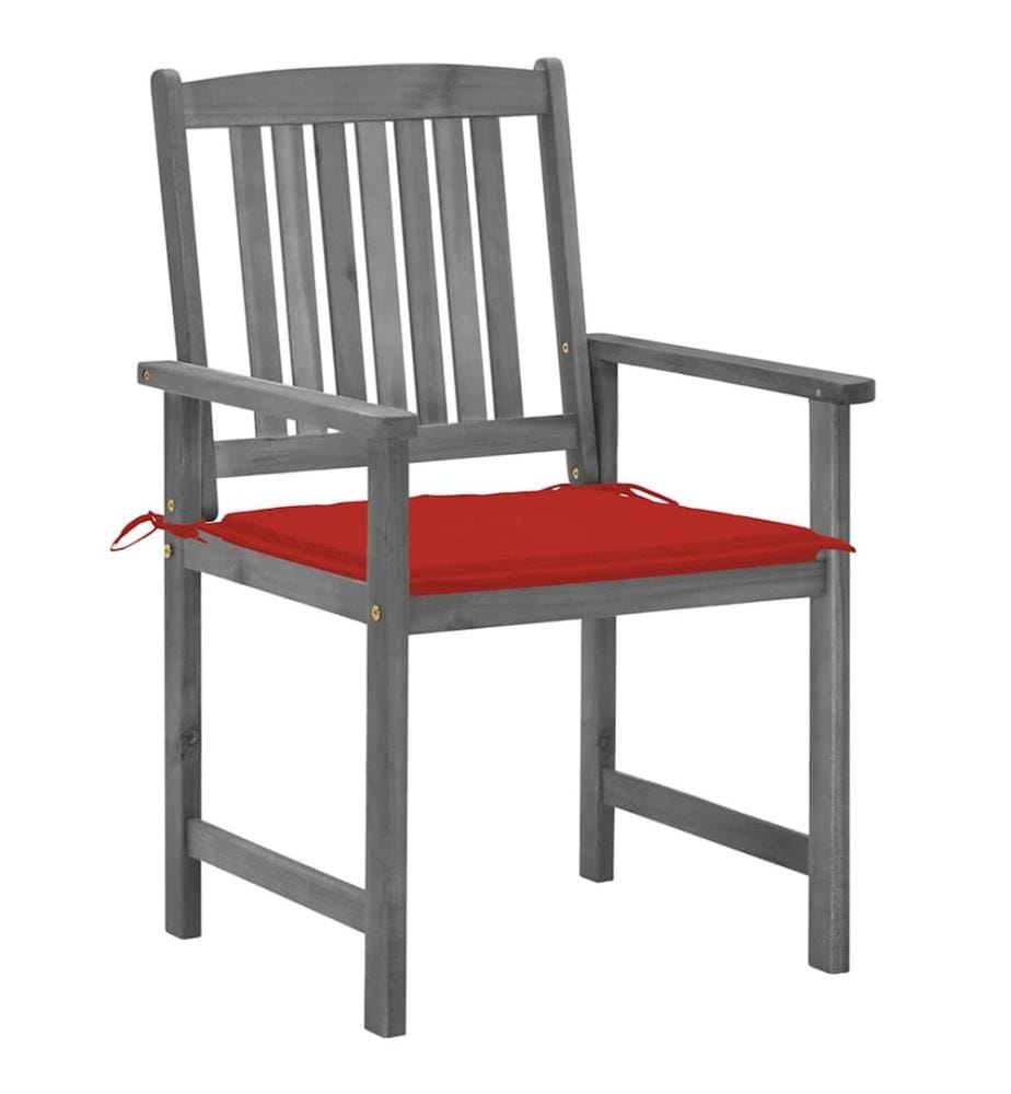 vidaXL Chaises de jardin et coussins lot de 2 Gris Bois acacia massif