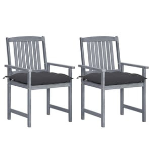 vidaXL Chaises de jardin et coussins lot de 2 Gris Bois acacia massif