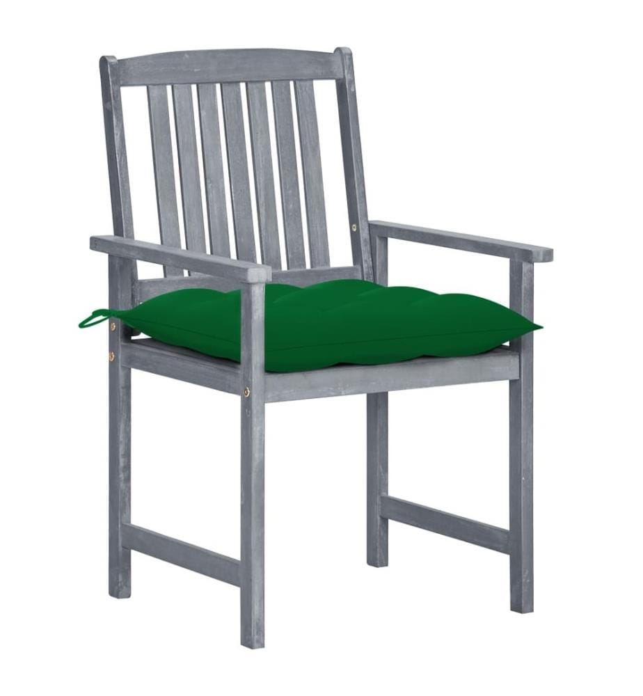 vidaXL Chaises de jardin et coussins lot de 2 Gris Bois acacia massif