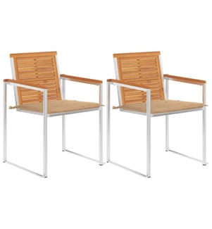 vidaXL Chaises de jardin avec coussins lot de 2 Acacia solide et acier